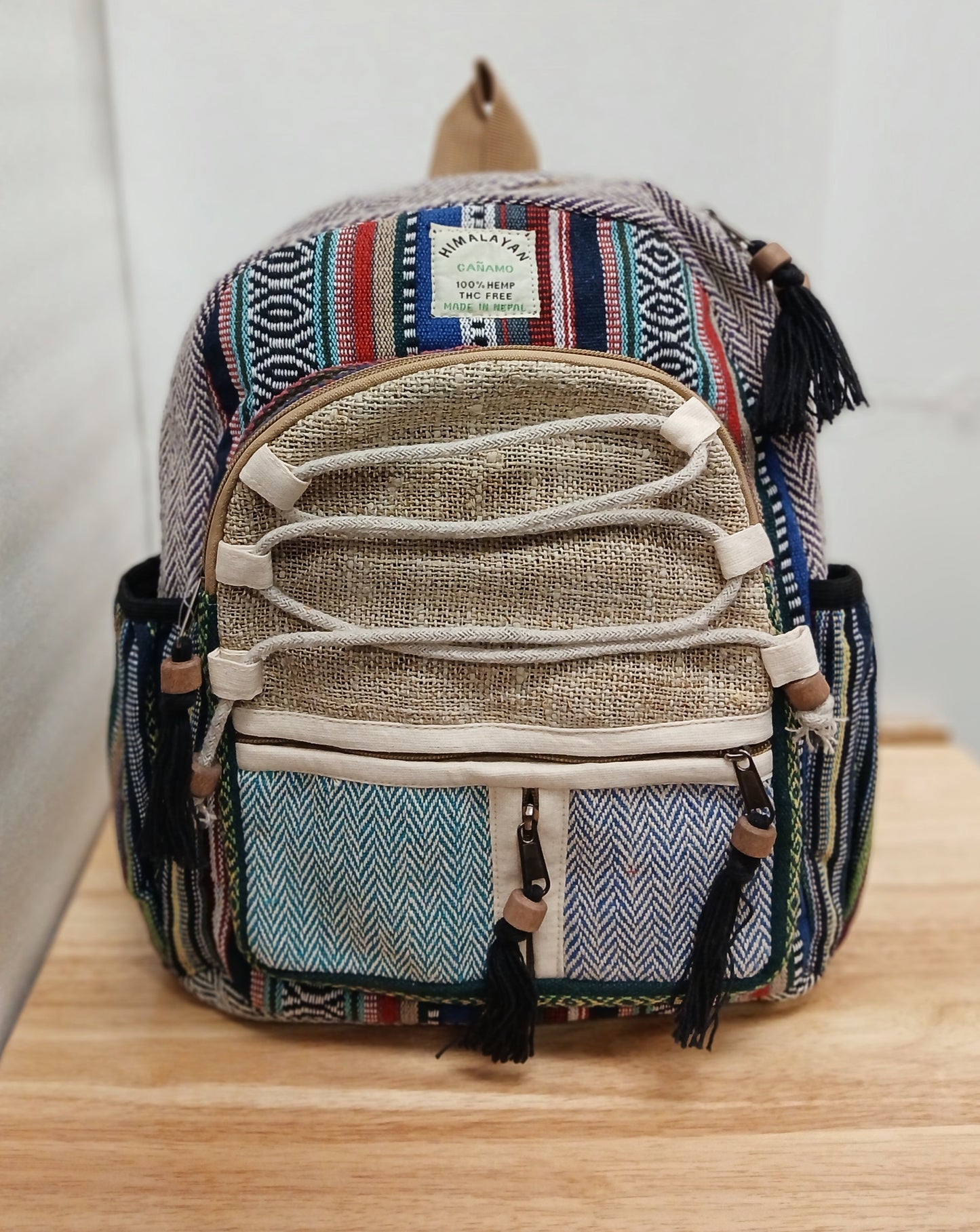Medium Hemp Backpack- Sage Sunbeam