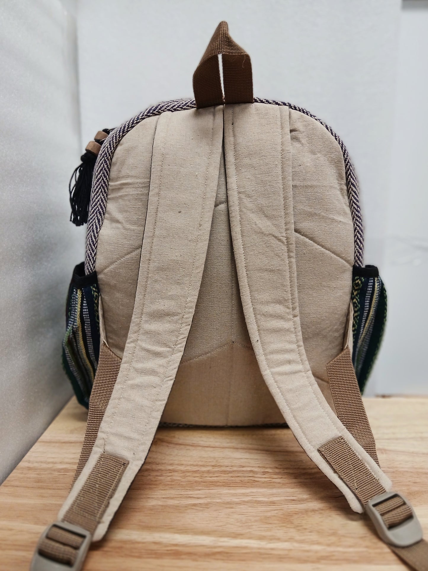 Medium Hemp Backpack- Sage Sunbeam