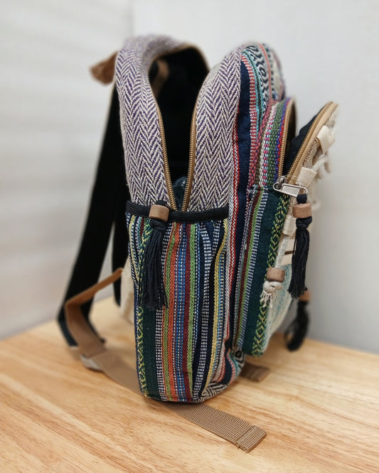 Medium Hemp Backpack- Sage Sunbeam
