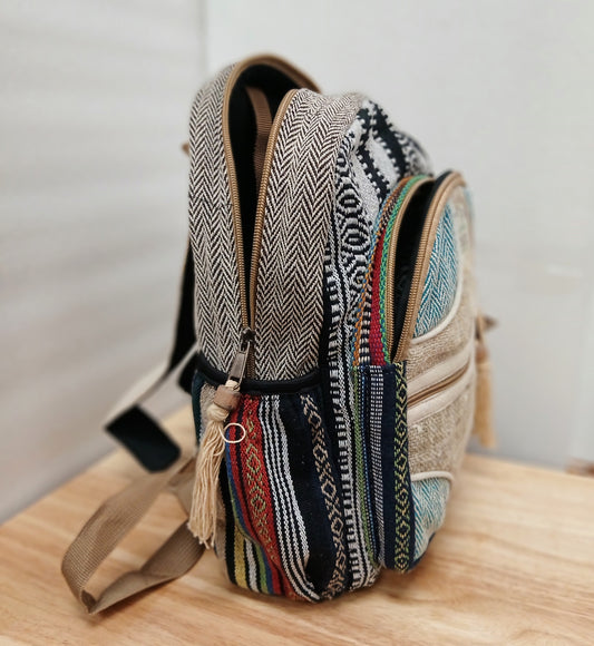 Medium Hemp Backpack- Rainbow Nomad