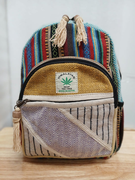 Medium Hemp Backpack- Golden Horizon