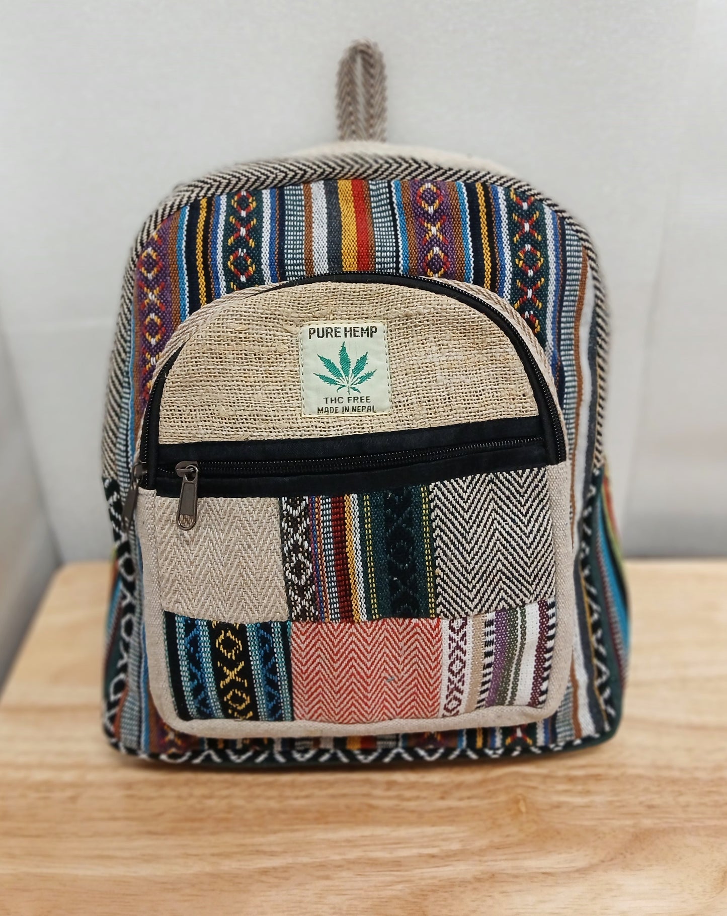 Medium Hemp Backpack- Blue Agave