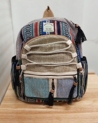 Medium Hemp Backpack- Sage Sunbeam