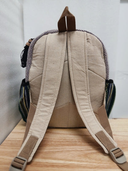 Medium Hemp Backpack- Sage Sunbeam
