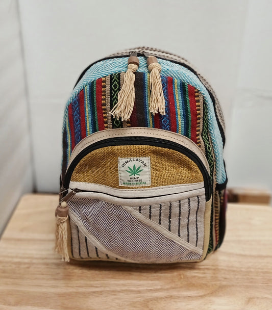 Medium Hemp Backpack- Golden Horizon