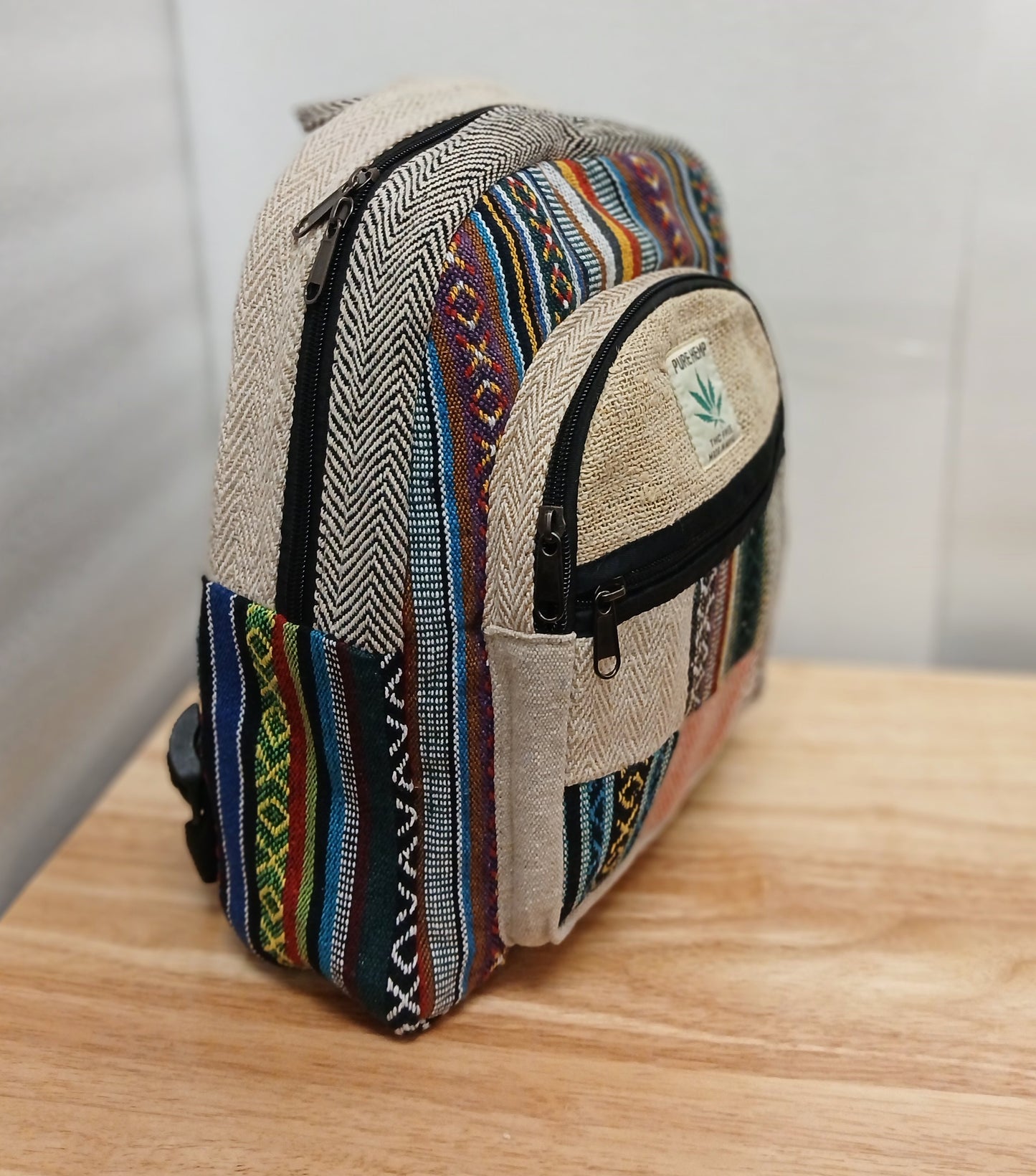 Medium Hemp Backpack- Blue Agave
